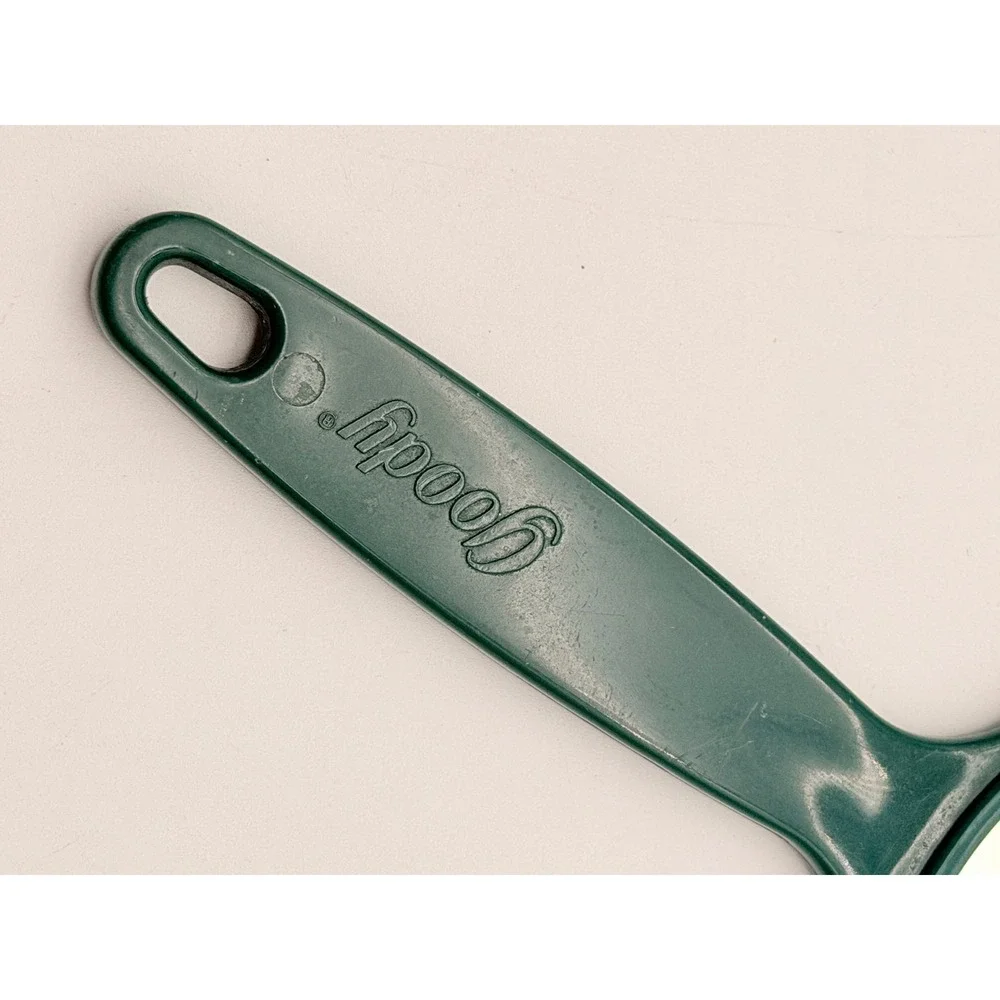 Vintage Goody Handheld Mirror Forest Green Plastic Shield Shape Retro Vanity